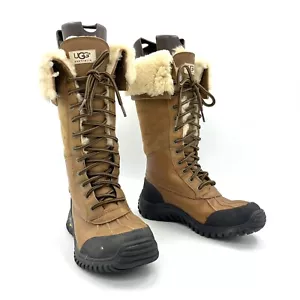Ugg Adirondack Tall Brown Leather Winter Snow Boots Women's Size 7 - Picture 1 of 8