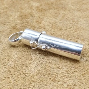 925 Sterling Silver Prayer Memory Box Charm Plain Cylinder Locket Pendant - Picture 1 of 5