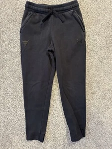 Under Armour Project Rock Sweatpants Youth Boys M Black Fleece Joggers Pockets - Picture 1 of 11