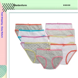Maidenform Girl 1270 Brief Panty 9 Pack, Pop of Heathers, Size 12 - Picture 1 of 2