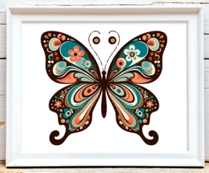 Schmetterling Wandbilddruck, Volkskunst Schmetterling Druck, Wandbild Deko Druck #72 - Bild 1 von 2
