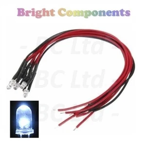 10x LED blanco precableado intermitente 3 mm ultra brillante: 9 V ~ 12 V: vendedor del Reino Unido - Imagen 1 de 1