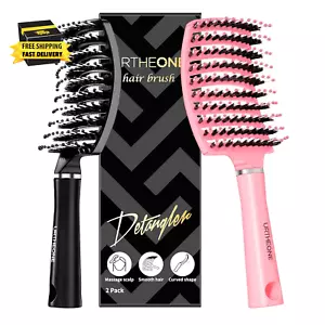 Hair Brush, Detangling Hairbrush Boar Bristle Curved Vented Hair Brush for Women - Picture 1 of 7