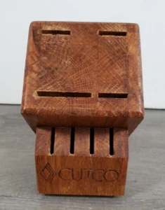 Cutco 8 Slot Solid Honey Oak Knife Block Wood Cutlery Storage Made In USA - Picture 1 of 8