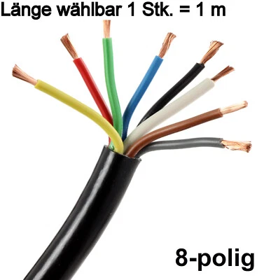 Fahrzeugleitung Anhänger Kabel Litze 8 x 1,5 mm² 8 adrig 8 polig Länge wählbar - Bild 1 von 4