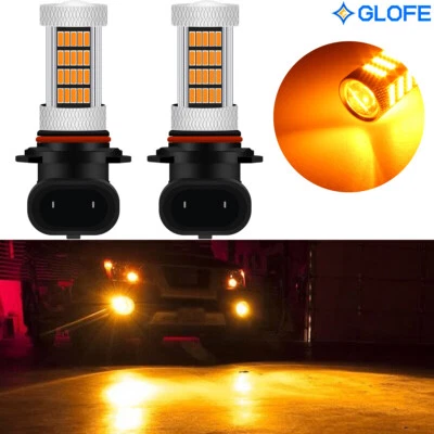 2Pcs Amber H10 9145 9140 Car Truck Pickup Fog Light Driving DRL 92-SMD LED Bulbs - Image 1 of 4