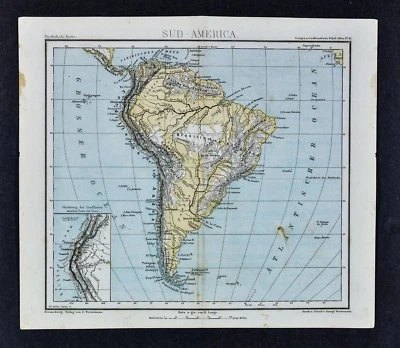 1875 Lange Map - South America Physical - Andes Amazon Pampas Brazil Argentina  - Image 1 of 2