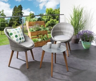 Greemotion Auckland Balkonset Sitzgruppe Rattanoptik Gartenset braun/anthrazit - Bild 1 von 4