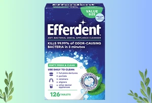 Efferdent Retainer Cleaner Tablets, Minty Denture Cleanser, 126 Count - Picture 1 of 6