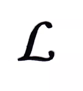 MONOGRAMMBUCHSTABEN - 1 1/4" SCHWARZER BUCHSTABE "L" - gestickte Applikation zum Aufbügeln - Bild 1 von 1