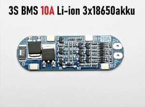 3S BMS 10A Li-ion 18650 PCB Charger Lithium Battery Protection Board 11.1V 12.6V - Bild 1 von 3