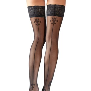Halterlose Strümpfe S M L XL Spitze Zier-Naht Nylons Damen Dessous Reizwäsche - Bild 1 von 9