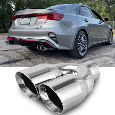 Punta de escape de doble pared de 2,5" IN 3,5"" OUT 9,5"" de largo para Kia Forte GT Foto 1 de 4