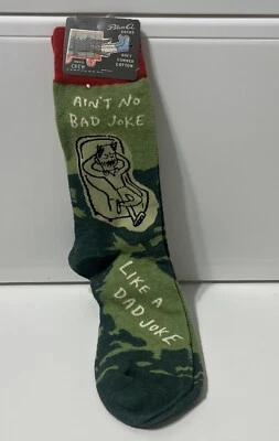Blue Q Crew  Socks Men: 7-12 Combed Cotton  Green Ain't No Bad Joke Like a DaD Foto 1 de 4