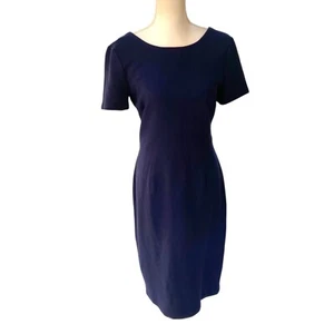 Boden Ribbed Short Sleeve Scoop Back Dress Navy Size 8L - Picture 1 of 7