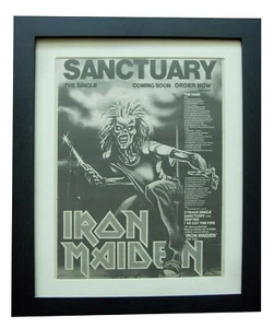 IRON MAIDEN+Sanctuary+TOUR+POSTER+AD+RARE ORIGINAL 1980+FRAMED+FAST WORLD SHIP - Imagen 1 de 7