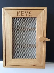 Apollo Hevea Wood Key Cupboard, Wire Door, Wall Mounted Keys Cabinet/ Holder New - Picture 1 of 10