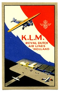 KLM / ROYAL DUTCH AIR AIRLINES ~HOLLAND~ frühes Airline-Gepäcketikett, 1930 - Bild 1 von 1