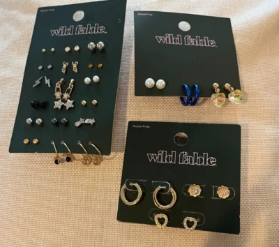 Pendientes de aro Wild Fable sin níquel tachuelas de joyería 24 pares adolescentes niñas $28 val Foto 1 de 4
