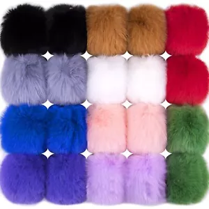 20 Pieces Faux Fur Pom Pom Balls DIY Faux Rabbit Fur Fluffy Pom Pom with Elas... - Picture 1 of 6