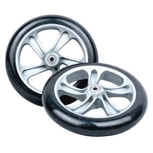 200mm PU Ersatzräder High Rebound Silber Schwarz für Cityroller 2 Stück