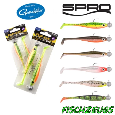 Spro Iris Popeye To Go 2 Gummiköder Gamakatsu Haken Zink Jigkopf montiert UV - Bild 1 von 2