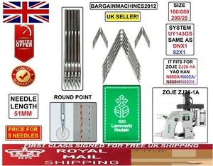 ZOJE 26-1A SYS:UY143GS LIKE DNX1,92X1 S=200/25 BAG CLOSING IND SEWING MCHN NEEDL - Picture 1 of 12