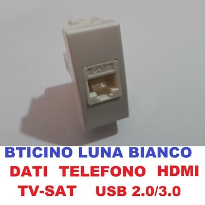 presa compatibile Bticino luna dati, telefono, HDMI, USB TV sat colore bianco - Immagine 1 di 2