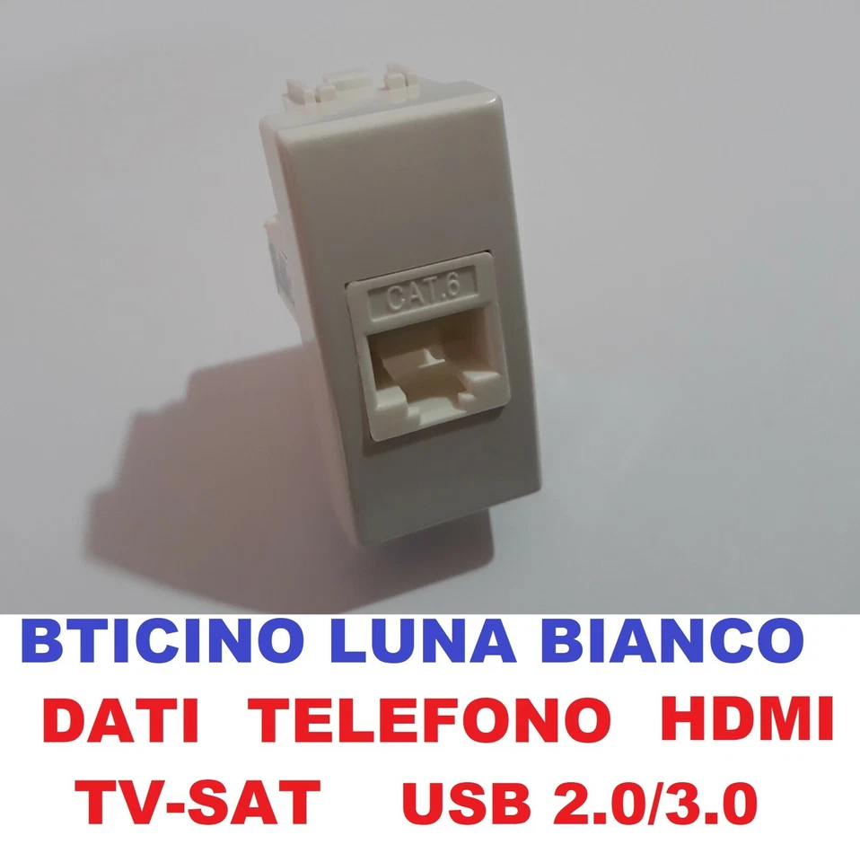 presa compatibile Bticino luna dati, telefono, HDMI, USB TV sat colore bianco - Immagine 1 di 2