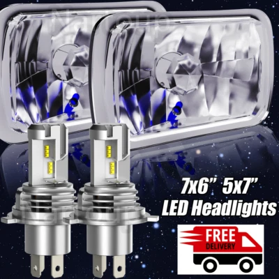 For Mazda B2200 B2600 RX-7 Black 5X7" 7X6" H4 LED Headlight H6014/H6052/H6054 Foto 1 de 4