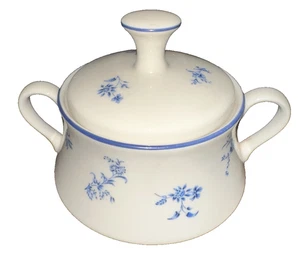 Vintage Fairfield Town & Country Gorham Sugar Bowl w Lid Blue Floral - Picture 1 of 6
