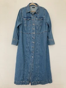TU Maxi Denim Shirt Dress Mid Blue Size 20 Full Length Buttons Side Pockets - Picture 1 of 14