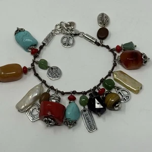 Brighton Imagine Peace Heart Love Gratitude Charm Beaded Bracelet NWOT - Picture 1 of 5