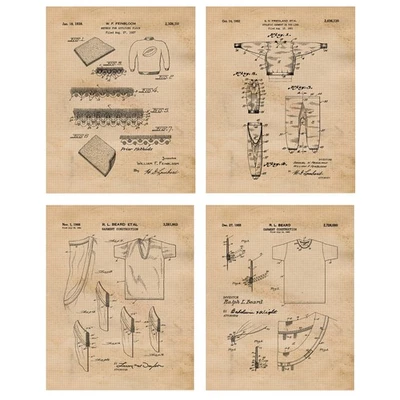 Classic Hanes Champion Apparel Patent Prints, 4 (8x10) Wall Art Home Work Office - Image 1 of 4