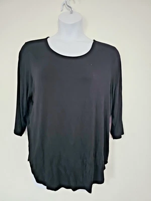 Top túnica negra Philosophy Republic Clothing Plus 2X cuello redondo 3/4 Slv Foto 1 de 4