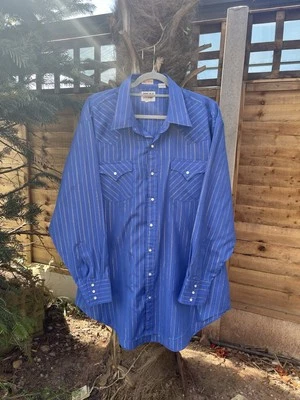 Vintage 80s Ely Cattleman Royal Blue Gold Silver Tall Man Western Shirt, XXXL - Image 1 of 4