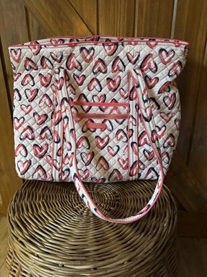 Vera Bradley Pink Hearts XL Tote Shoulder Bag & Makeup Bag New w/o Tags - Image 1 of 4