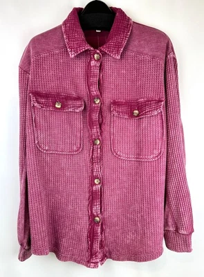 Рубашка Briggs повседневная на пуговицах женская S хлопковая смесь вафли темно-розовая с длинным рукавом - Изображение 1 из 4