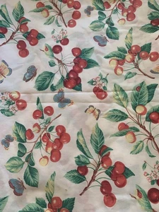 Vintage Joan Kessler Concord Fabric Cherries, Butterflies, Leaves - Picture 1 of 3