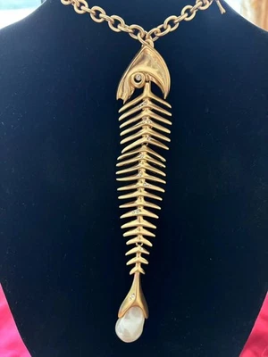 Schiaparelli Fish Bone Necklace NEW - Image 1 of 4