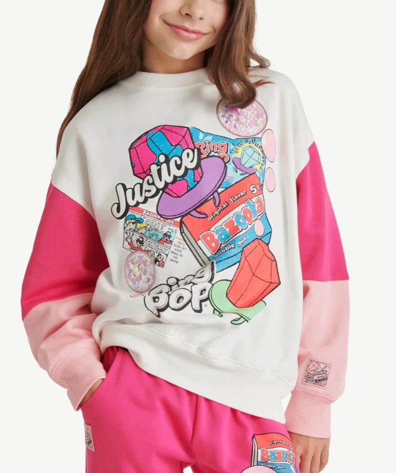 Justice Girls Ring Pop/Bazooka Collab Crew Silver Fern Size S (7/8) - Image 1 of 4