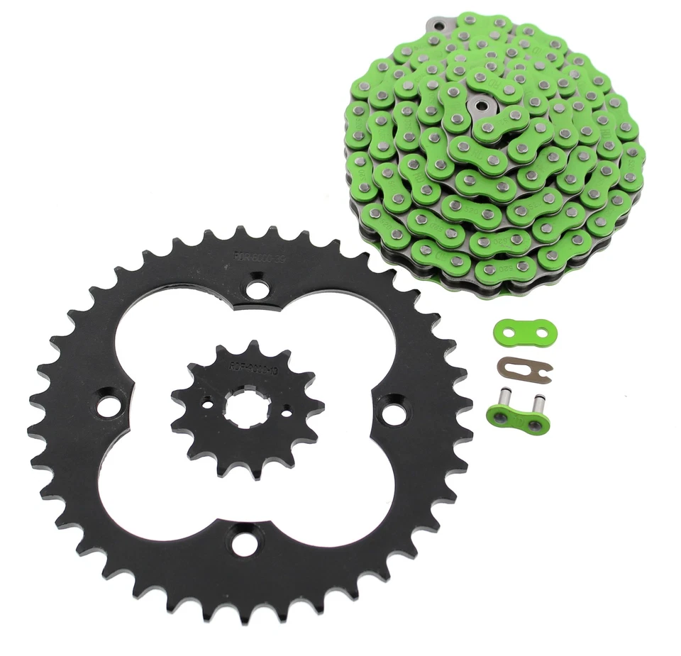 2008 Honda Sportrax 300EX TRX300EX не O-RIng зеленая цепь и черная звездочка 12/39 - Изображение 1 из 1