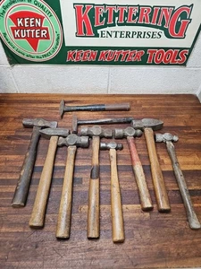 K362 - Lote de 10 martillos antiguos vintage - bola pein, herrero, etc. - Imagen 1 de 16