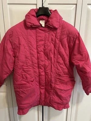 Abrigo acolchado rosa con bolsillos a presión y cremallera frontal talla S Foto 1 de 4