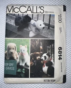 McCall’s 6814 Sewing Pattern Stuffed Animals Bear Panda Seal Dog Cat, UNCUT FF - Picture 1 of 3