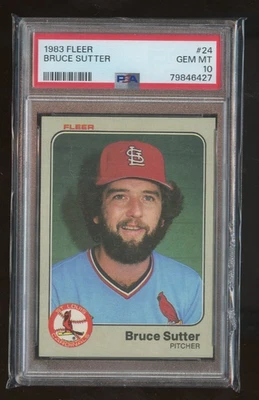 1983 Fleer #24 Bruce Sutter PSA 10 Gem Mint - Image 1 of 2