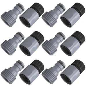 6 Sets 3/4 Inch Plastic Garden Hose Quick Connect Fittings, Male, Female Adapter - Foto 1 di 7