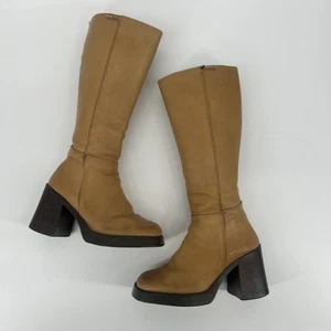 Botas de Plataforma Mustang De Colección Talla 8 39 Tostadas Puntera Cuadrada Tacón Bloque Años 90 Y2K Bratz - Imagen 1 de 12