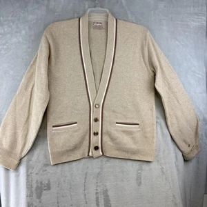Suéter McGregor Vintage Para Hombres 42 Beige Lambfleece Cárdigan Lana Orlon Años 60 - Imagen 1 de 12