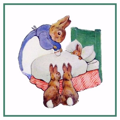 Mother Tends Peter in His Sick Bed Beatrix Potter Counted Cross Stitch Pattern - Image 1 of 4